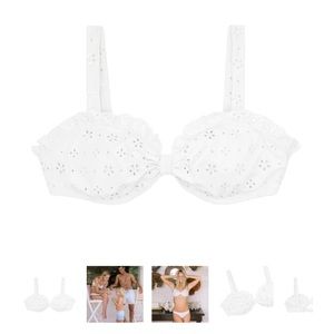 NWT! Minnow women’s white eyelet tie knot bikini top